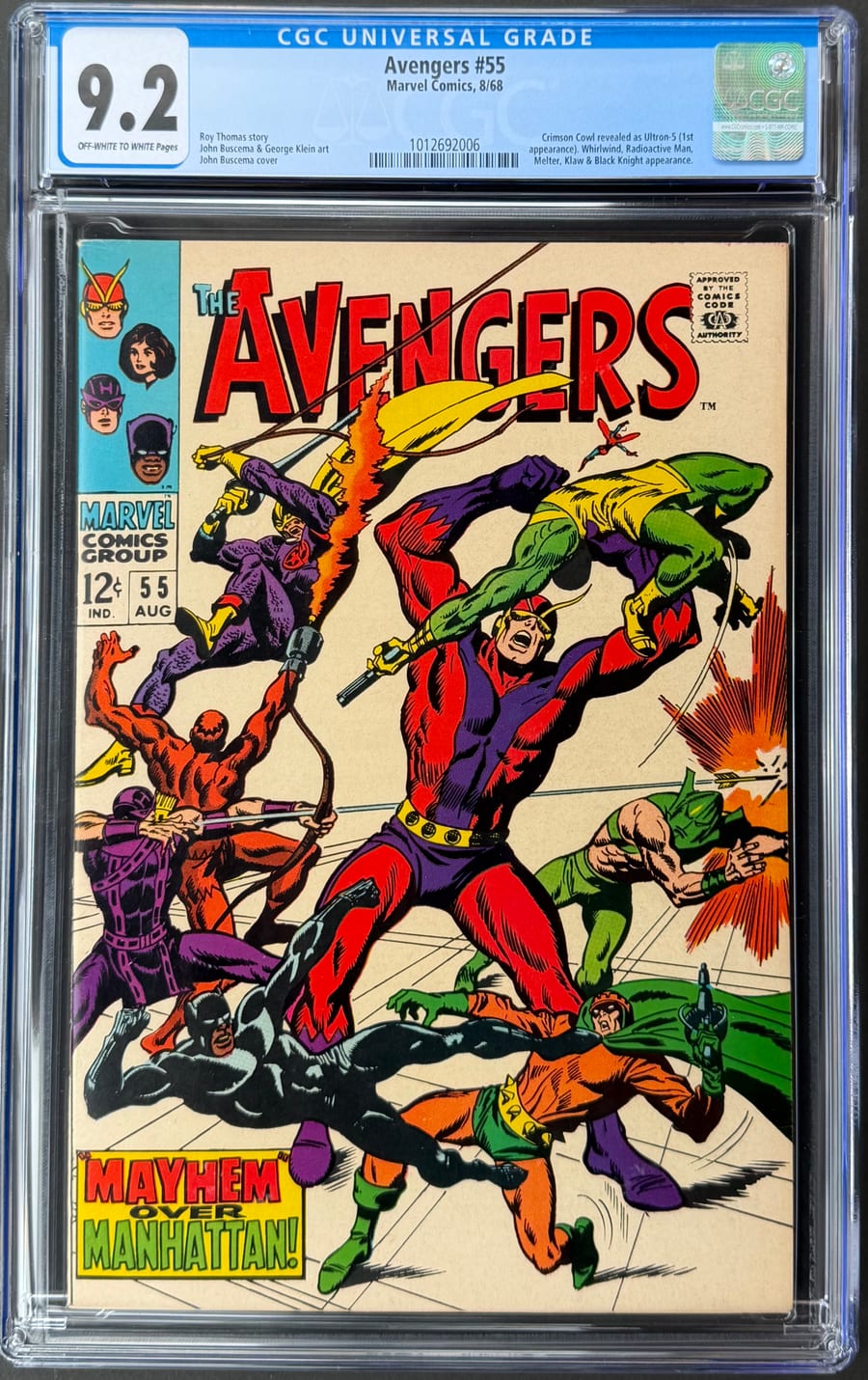 Avengers #55 CGC 9.2 comic book cover image